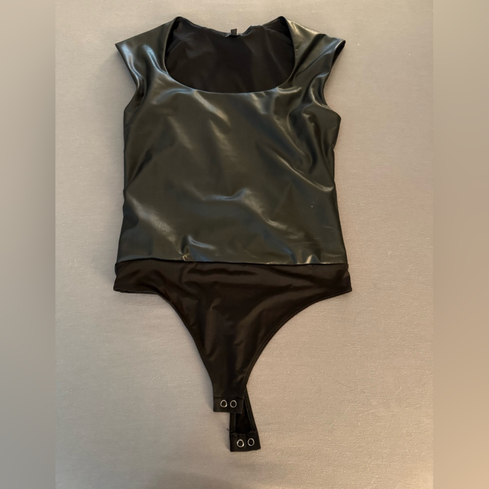 Black Faux Leather Express body suit